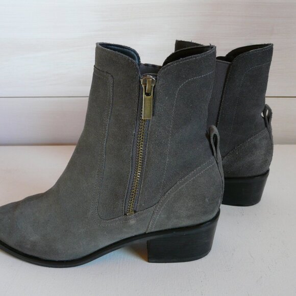 Ladies Cole Haan Grand OS Zip Boots 7 B Gray Suede Ankle Boots - Picture 6 of 13
